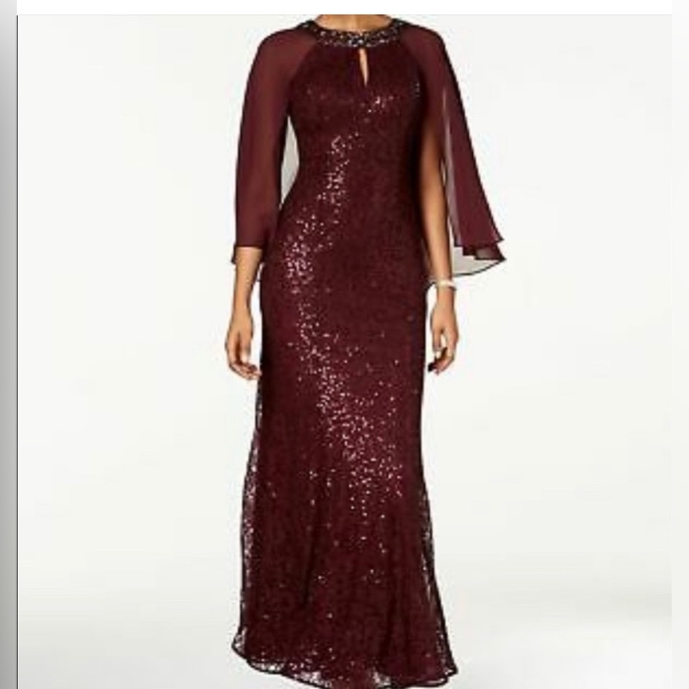SLNY Burgundy Lace Dress
